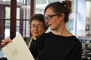 lizzie ridout working on her artists' book